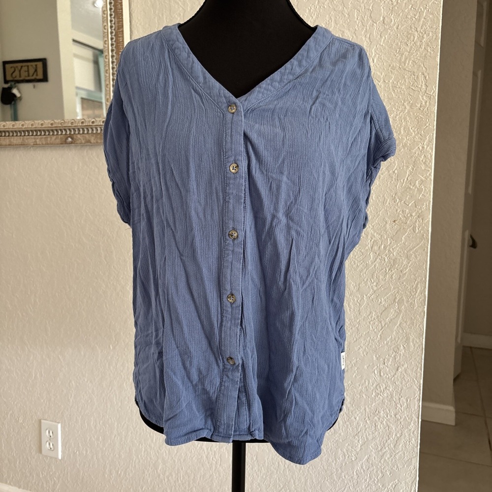 ORVIS Women's Gauzy Button Front Textured Relaxed Fit Top Size M - Picture 2 of 10